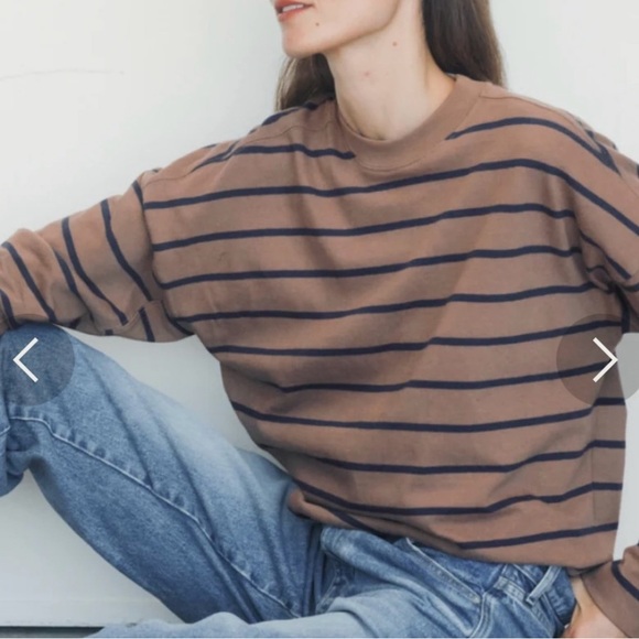 AYR Brown and Navy Striped Top - Picture 2 of 6